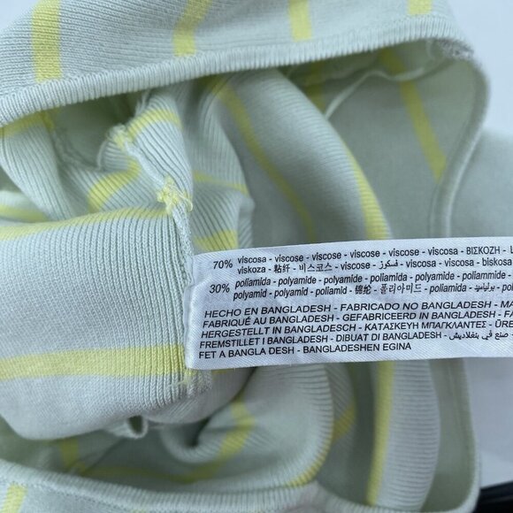 Zara Size Small striped cropped light green & yellow Ribbed Long Sleeve Top - Picture 8 of 9